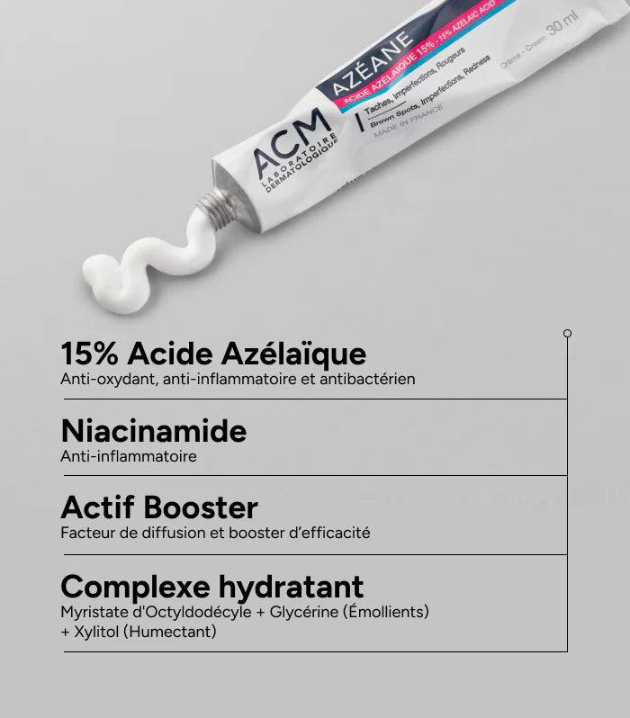 ACM Crème Azéane Acide Azélaïque 15% : Crème taches imperfections et rougeurs 30ml