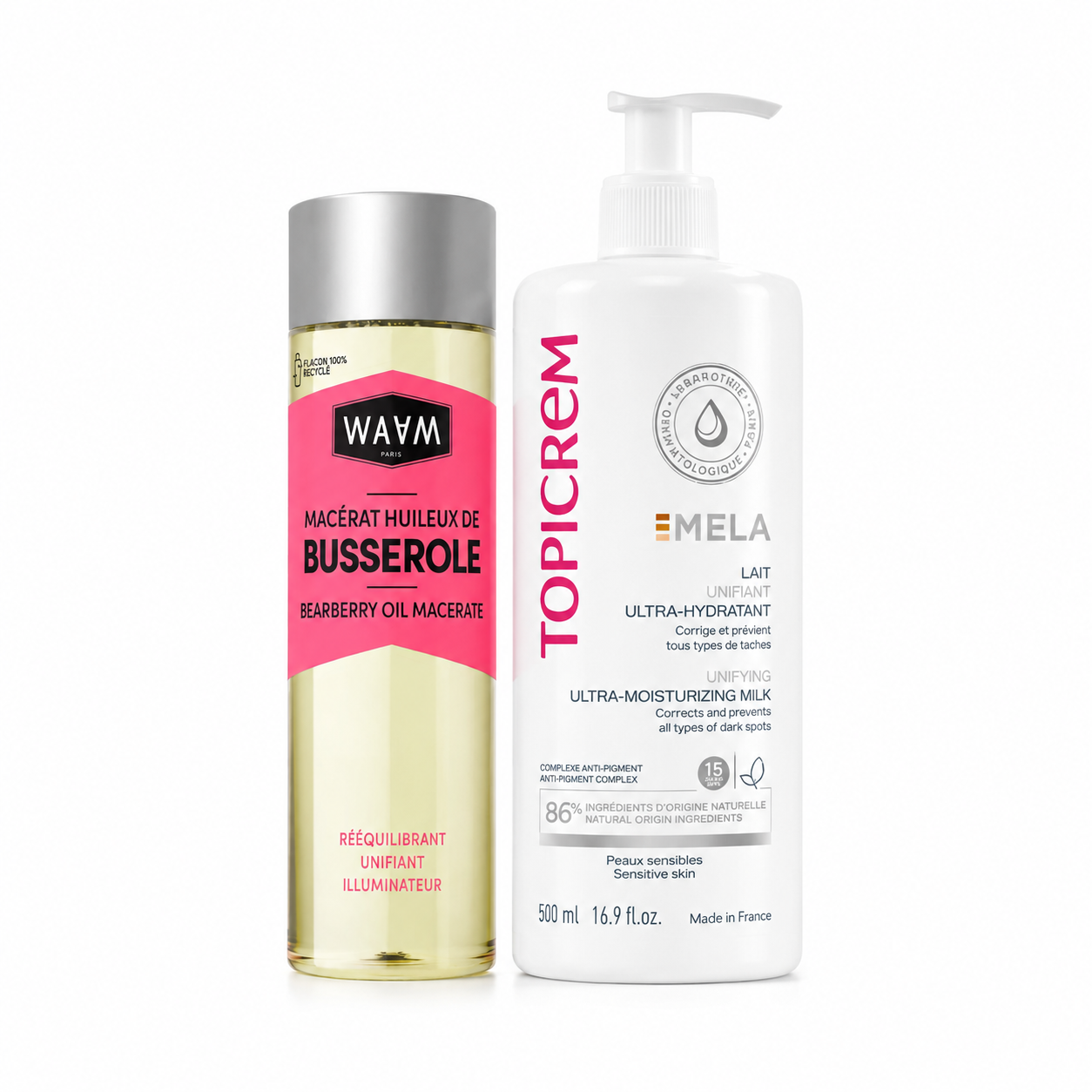 Gamme Corps Anti-Taches & Éclat – Huile de Busserole + Topicrem MELA