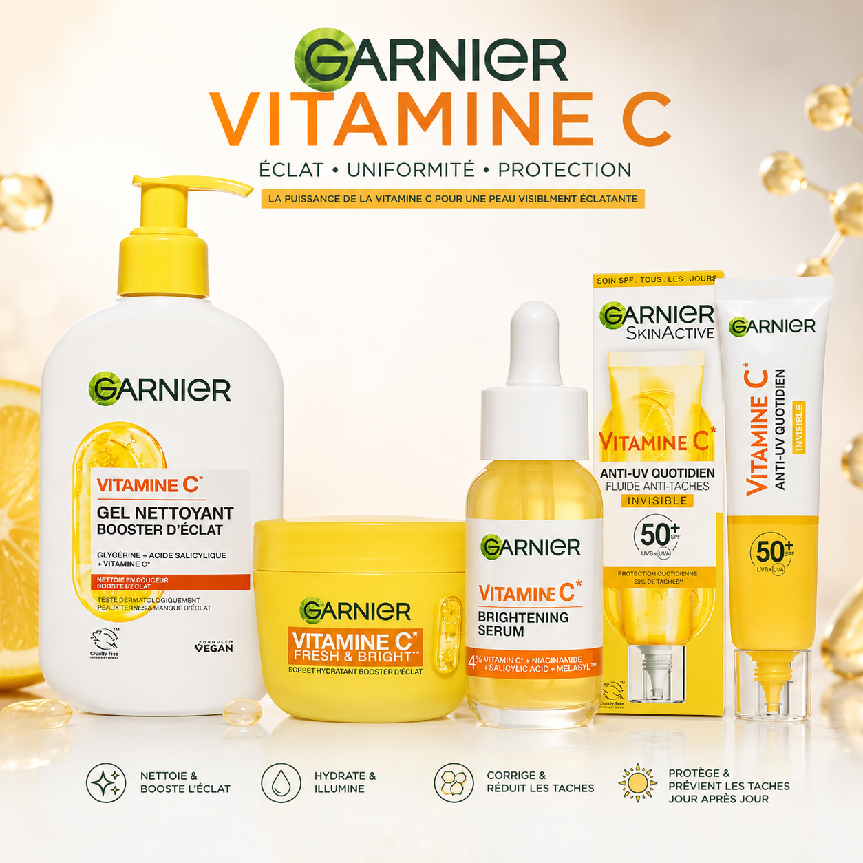 Gamme Garnier Vitamine C - Pour une Peau Éclatante et unifiée