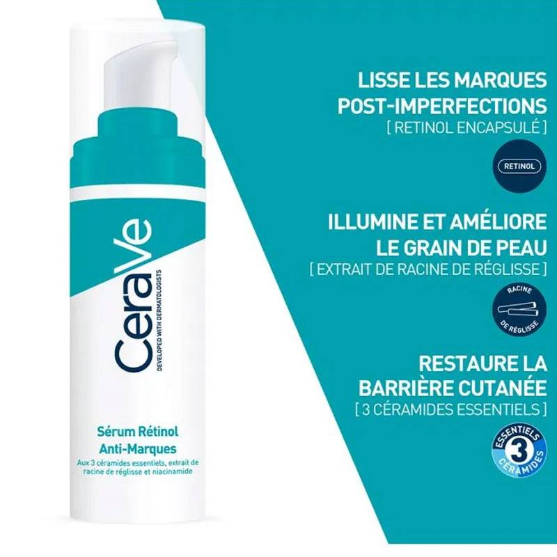 CeraVe Sérum Rétinol Anti-Marques – Soin Lissant & Anti-Imperfections – 30 ml
