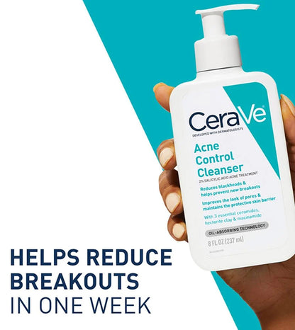 CeraVe Acne Control Cleanser – Gel Nettoyant Anti-Acné à l’Acide Salicylique