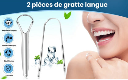 2 Gratte Langue + un Spray Rafraîchissant Offert