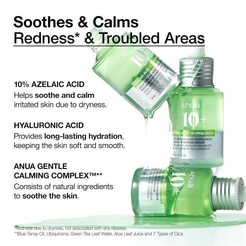 Anua Sérum Azelaic Acid 10 + Hyaluron Anti Imperfections – Rougeurs – Taches 30 ml