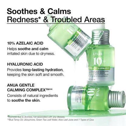 Anua Sérum Azelaic Acid 10 + Hyaluron Anti Imperfections – Rougeurs – Taches 30 ml