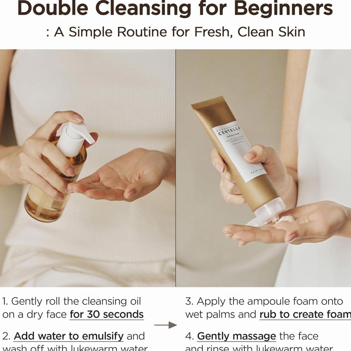 Skin1004 Centella Duo Double Nettoyage : Mousse Nettoyant 125ml + Huile Nettoyante 200ml