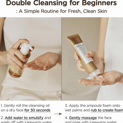 Skin1004 Centella Duo Double Nettoyage : Mousse Nettoyant 125ml + Huile Nettoyante 200ml
