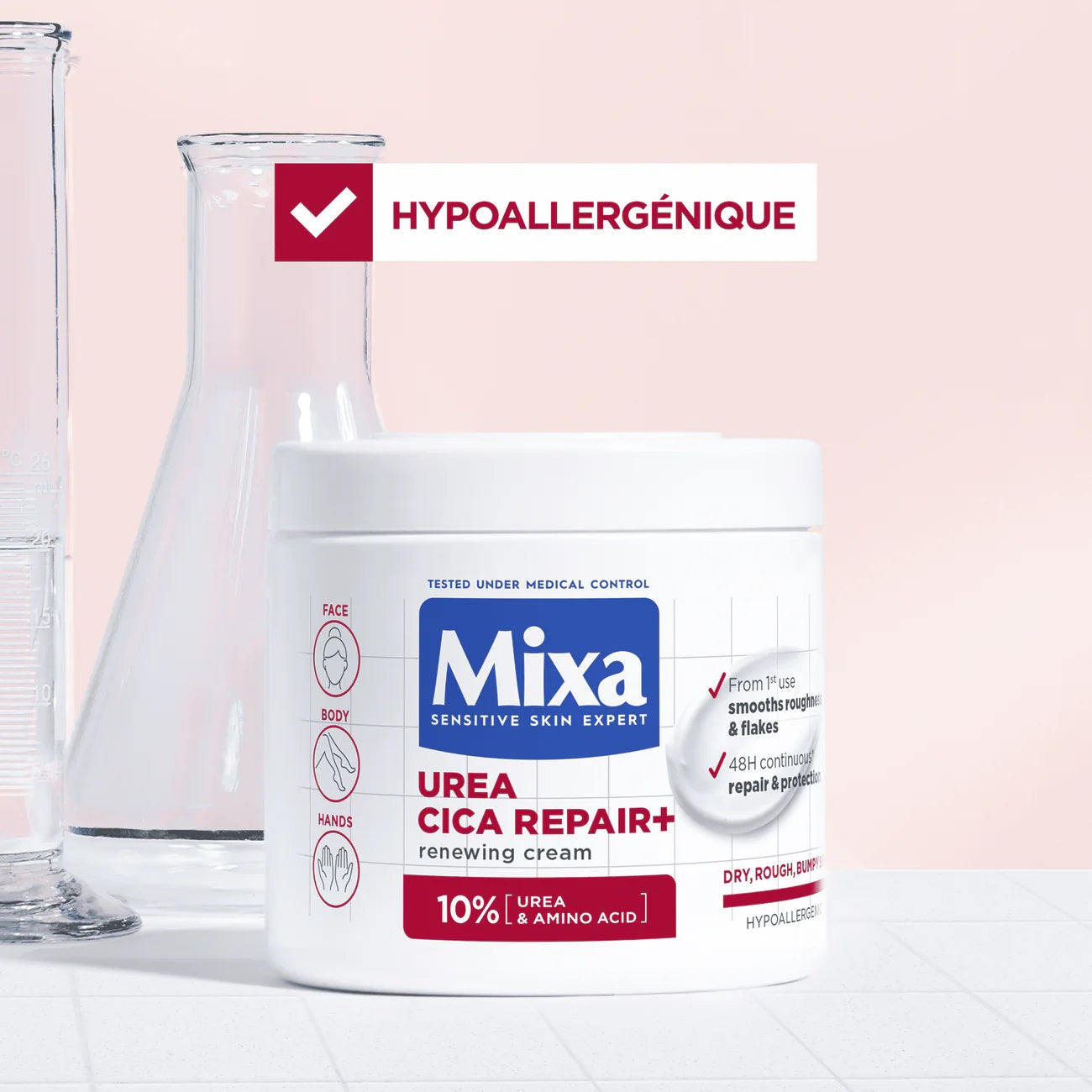 Mixa Cica Repair Crème Régénérante Peau Sèche Rugueuse. Visage Corps et Mains 400 ml